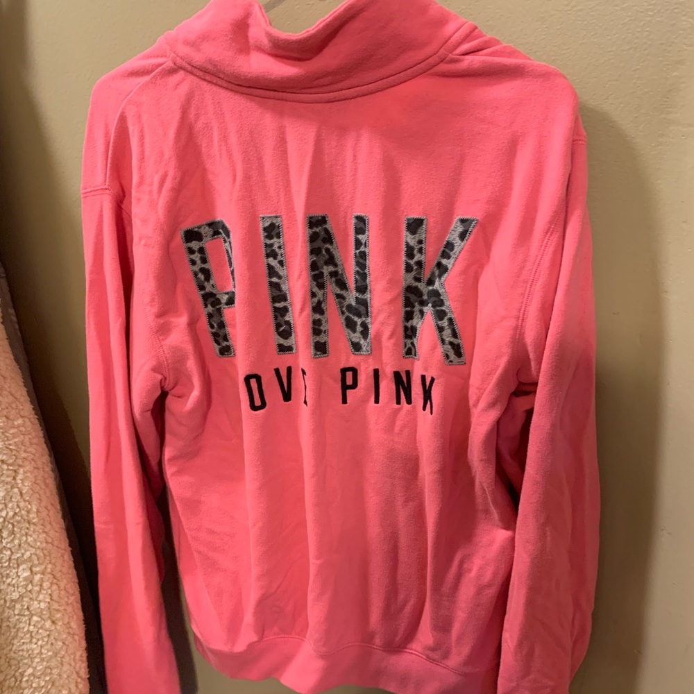 PINK sweatshirt with cheetah lettering